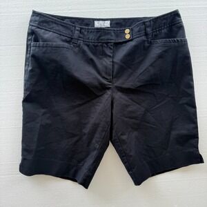 Charter Club Chino Shorts Womens Sz 16 Black Solid High Rise Pockets Dual Button